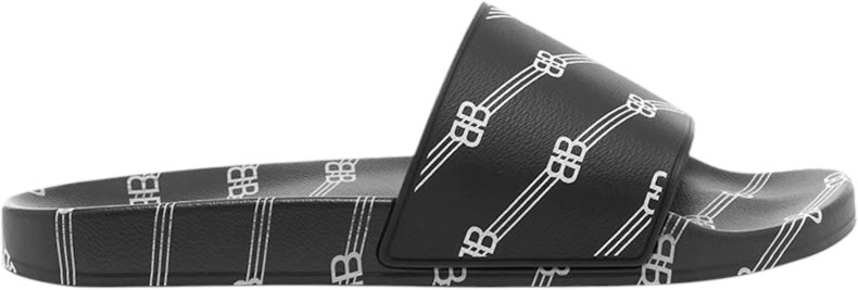 Novelship Balenciaga Fashion Pool Slides Allover Logo Black