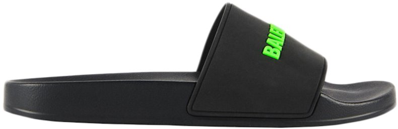 Novelship Balenciaga Pool Slides Black Fluo Green